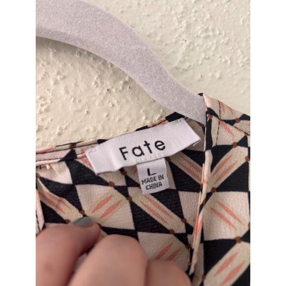 Fate Womens Boho Mix Media Balloon Sleeve Silky Blouse Size L - Picture 4 of 13